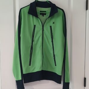 Hurley neon Green Casual Large Zip Up Jacket *Flaws*